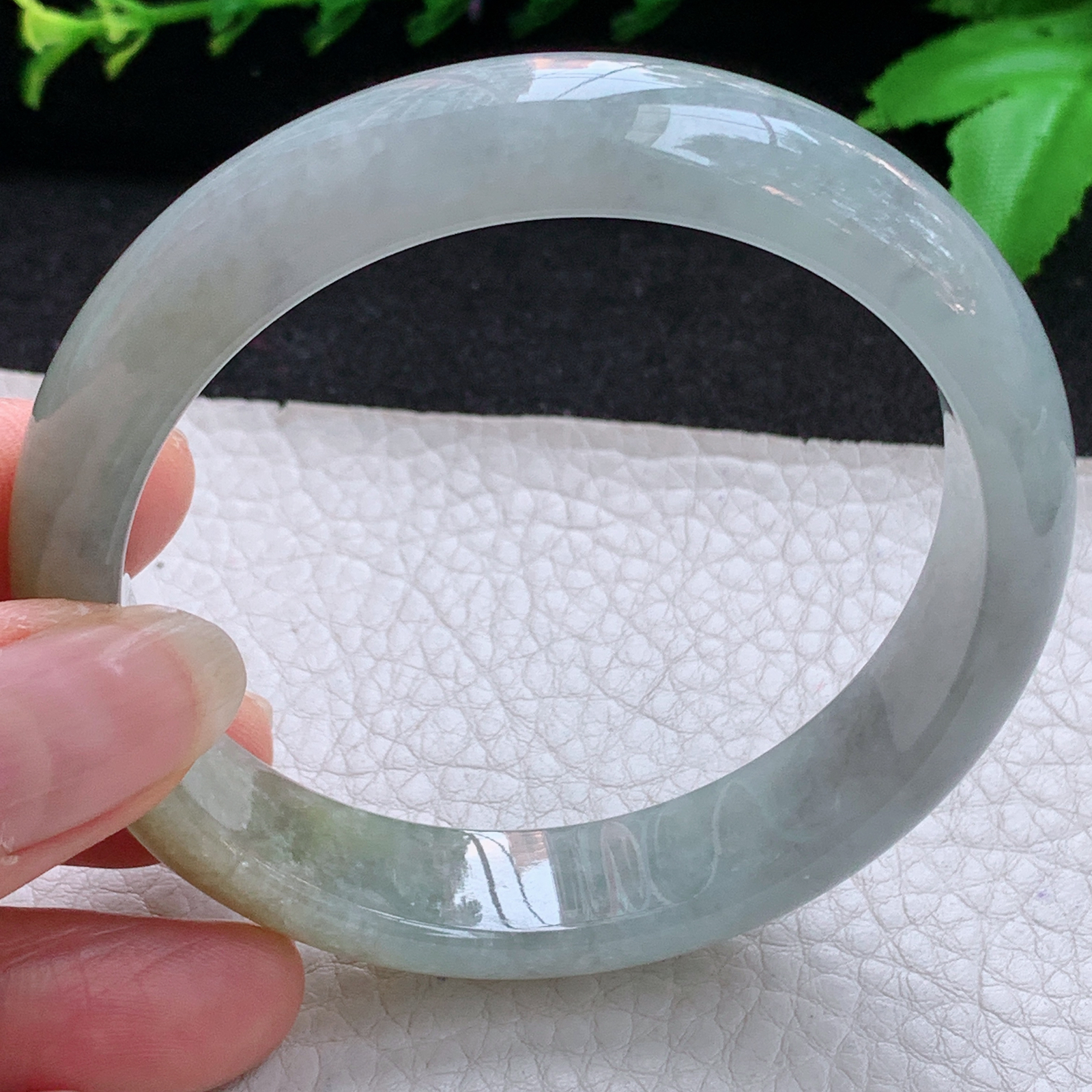 js招财款58*13.5*7.8平安镯 天然缅甸翡翠A货玉手镯双彩宽边玉手环