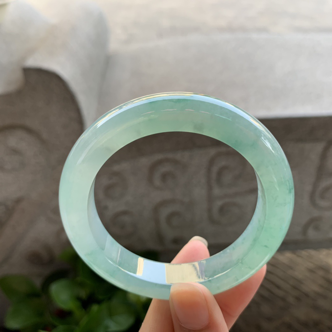 小圈口 53.4-11.9-9.6【冰种蓝绿正圈手镯】正圈53 54可戴