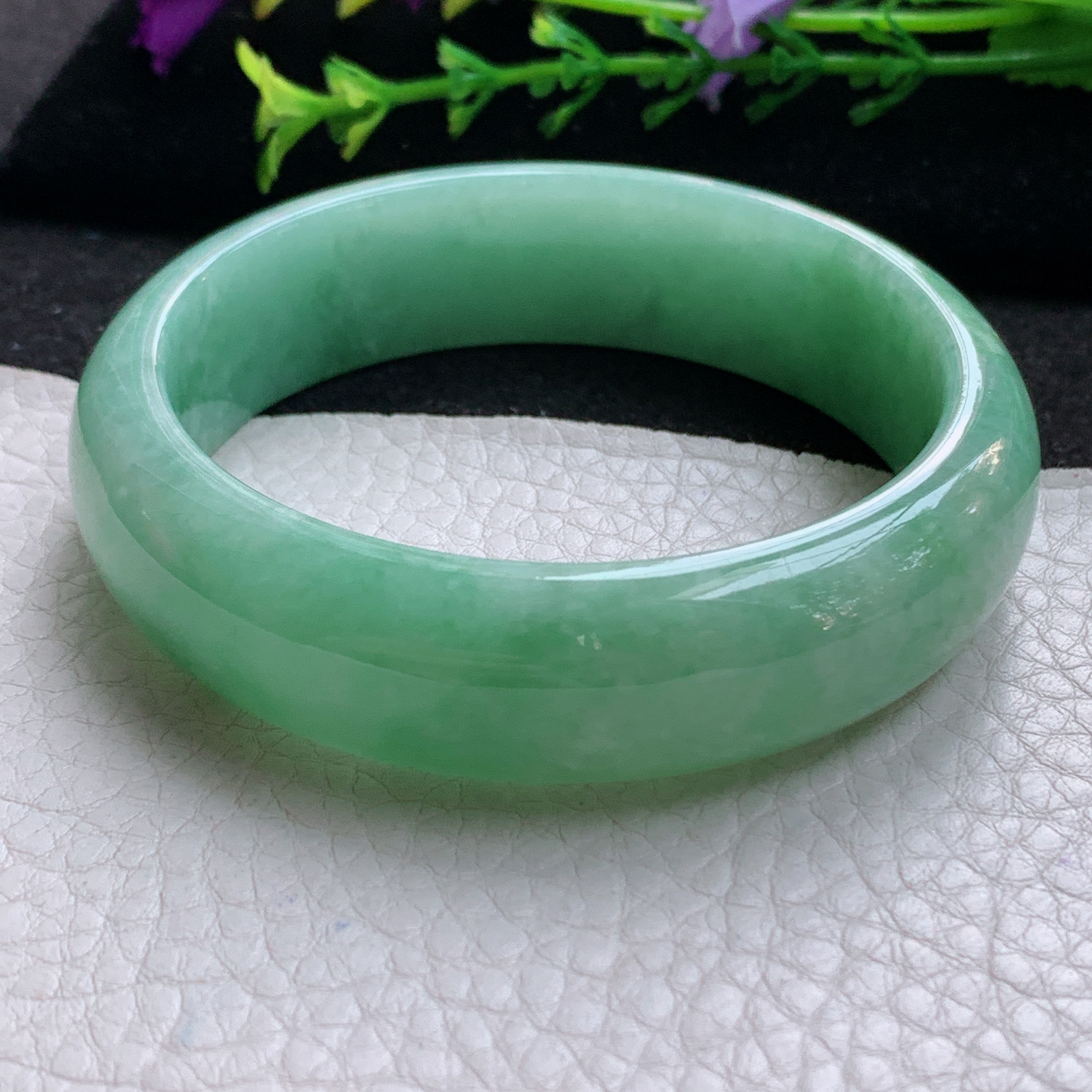 js实拍58*16.8*7.8轮胎镯 天然缅甸翡翠A货玉手镯满绿大气宽边玉手环
