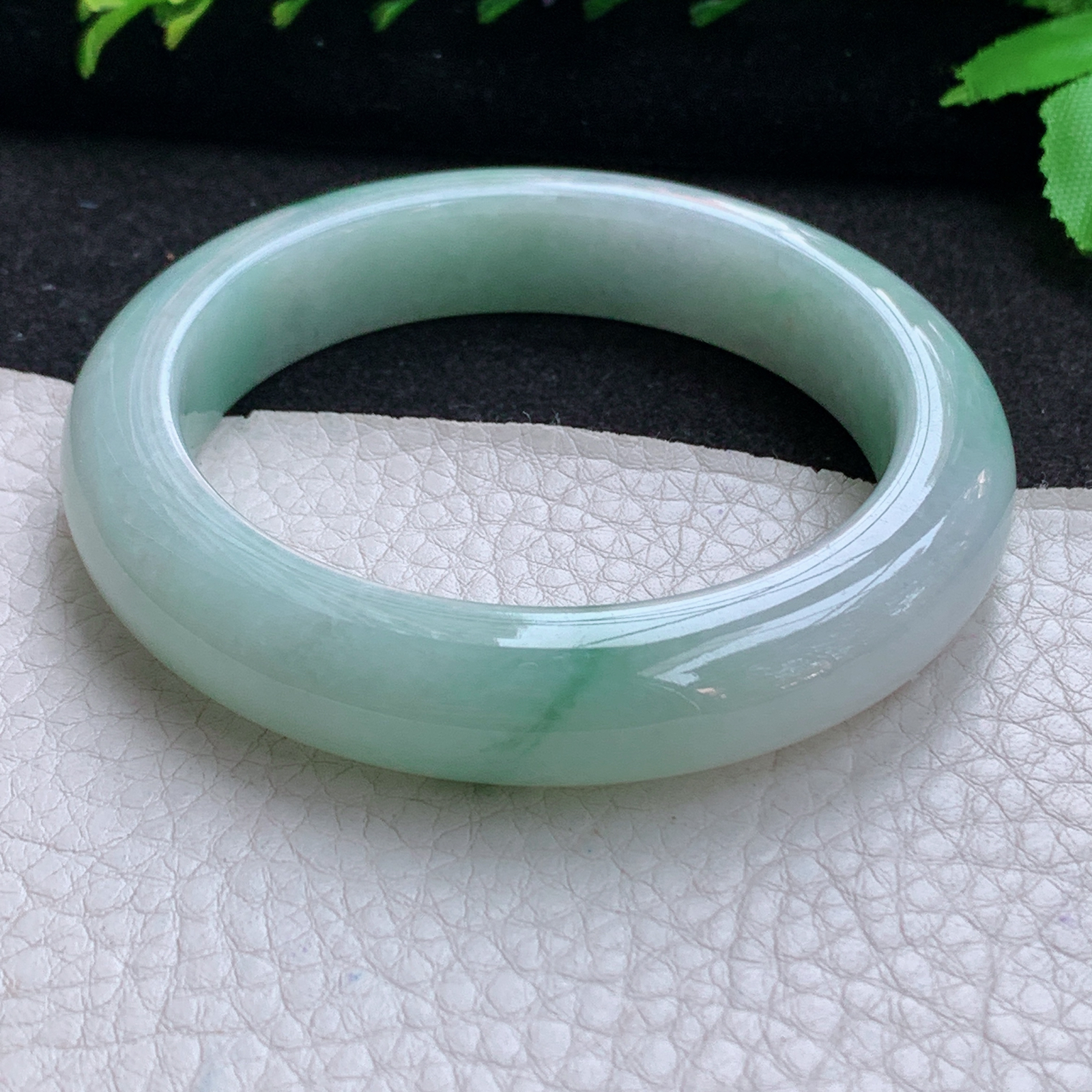 nr飘逸款56*12.3*9.3平安镯 天然缅甸翡翠A货玉手镯飘花宽边玉手环