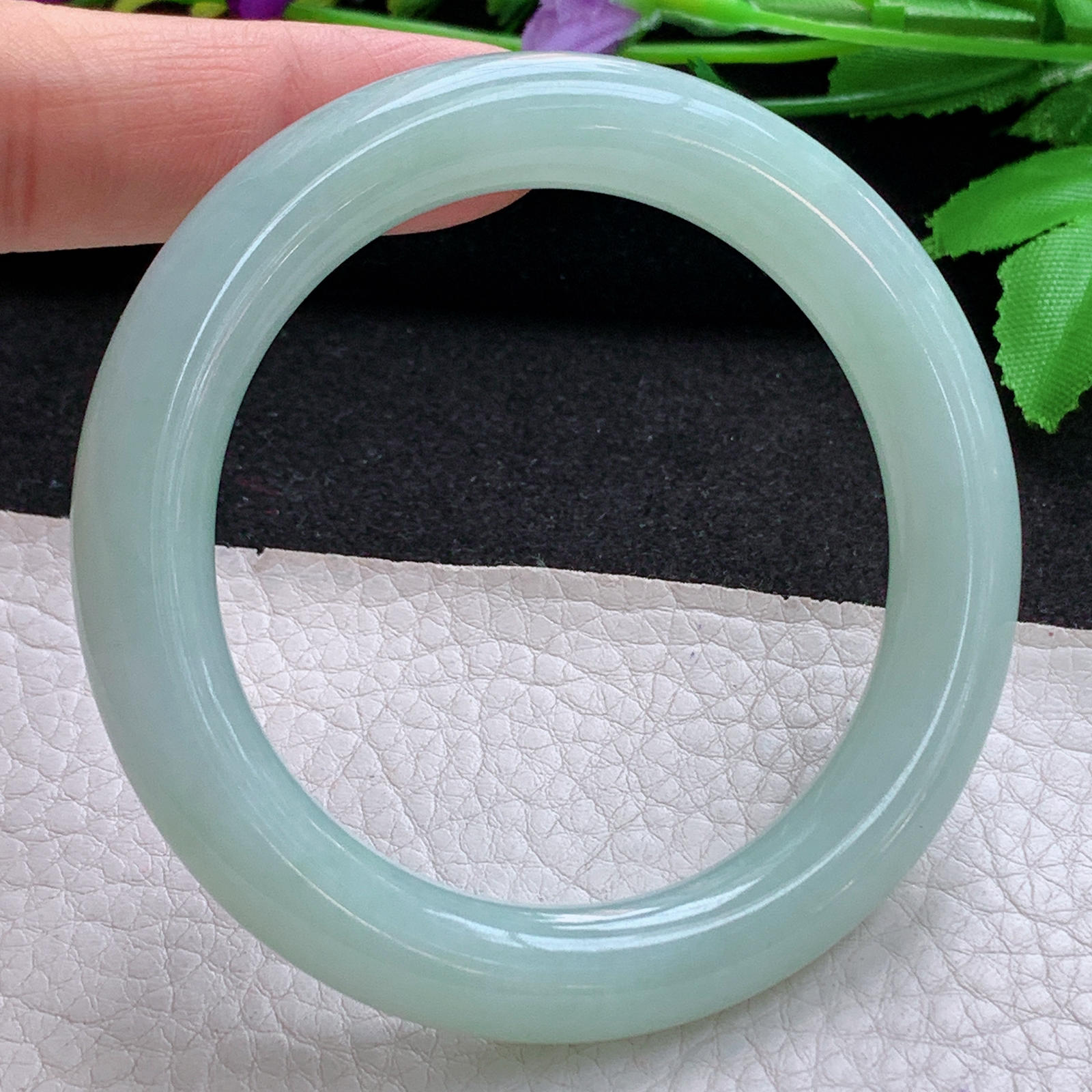 nr甜美款54*10.24美人镯 天然缅甸翡翠A货玉手镯甜绿圆条玉手环