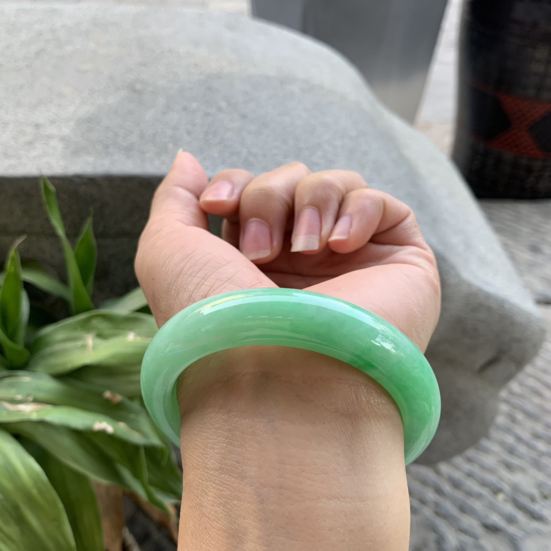圈口55-12.4-8.8 【飘阳绿正圈手镯】正圈55 56可戴