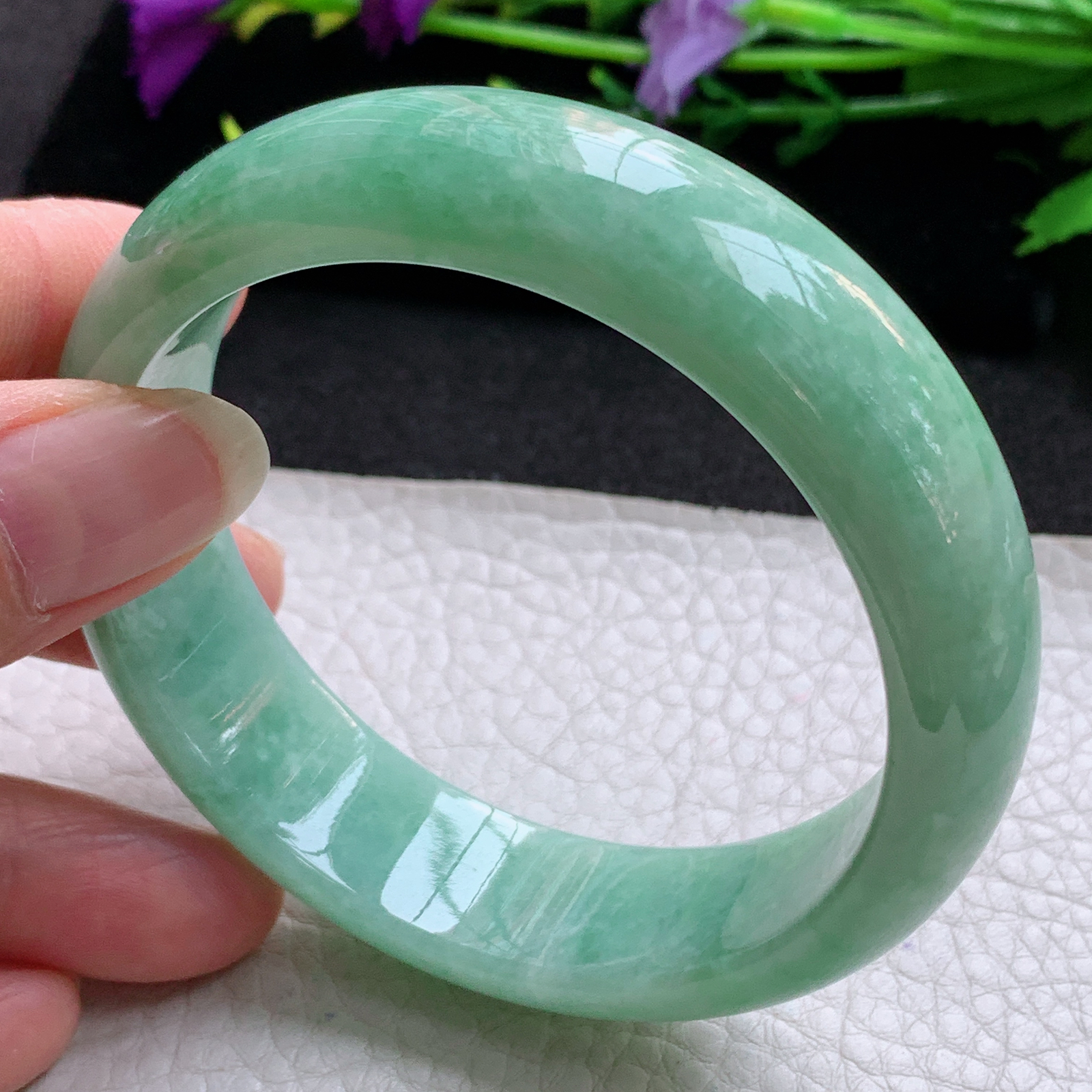 js实拍58*16.8*7.8轮胎镯 天然缅甸翡翠A货玉手镯满绿大气宽边玉手环