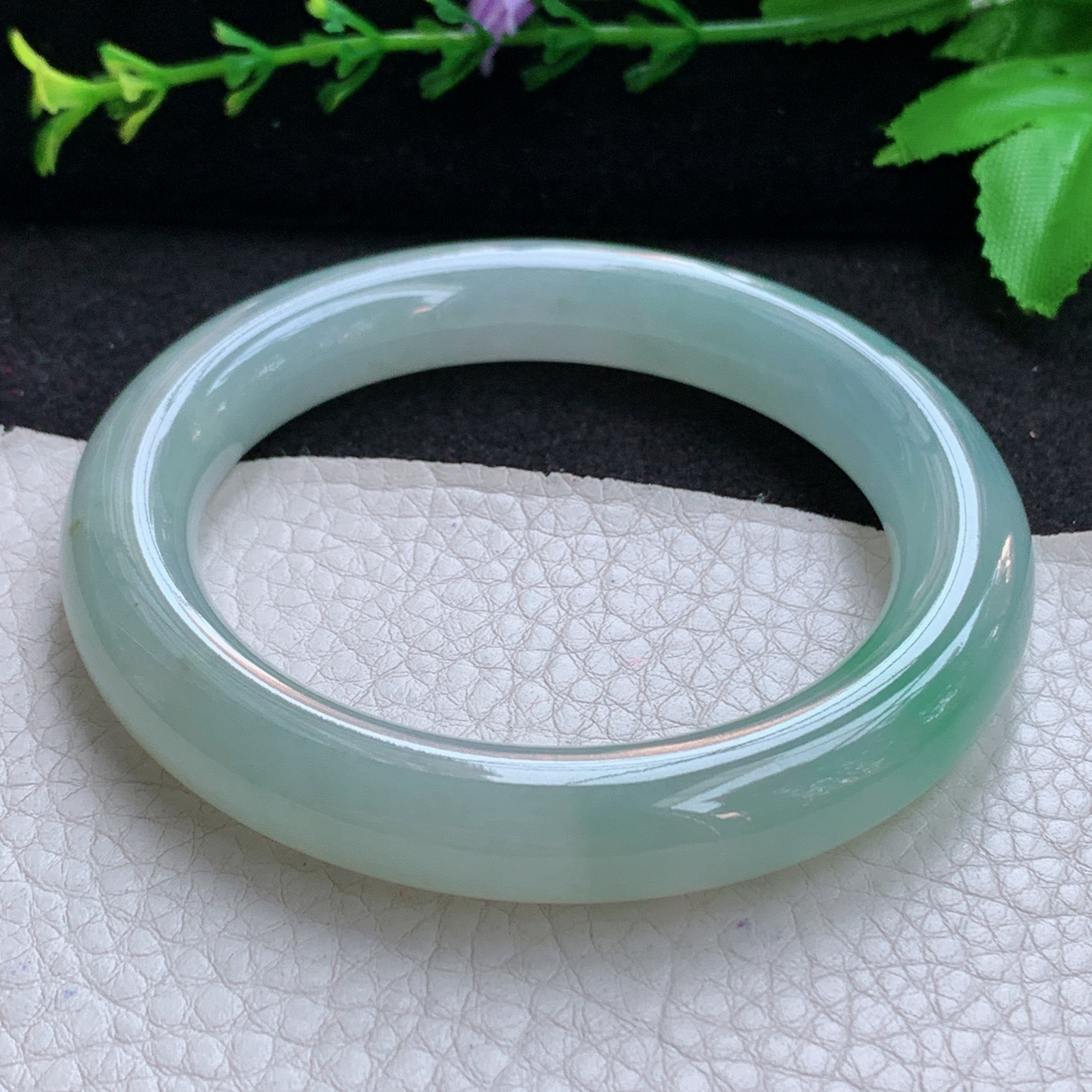 ax收藏级56.5*11*11.2美人镯 天然缅甸翡翠A货玉手镯清爽圆条玉手环