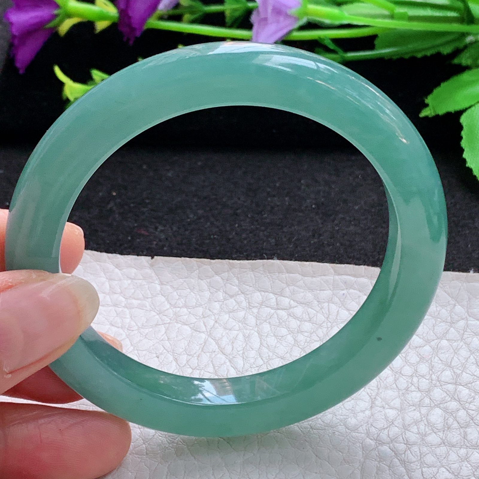 nr韵味款57*9.2*9.2平安镯 天然翡翠A货玉手镯冰蓝宽边玉手环