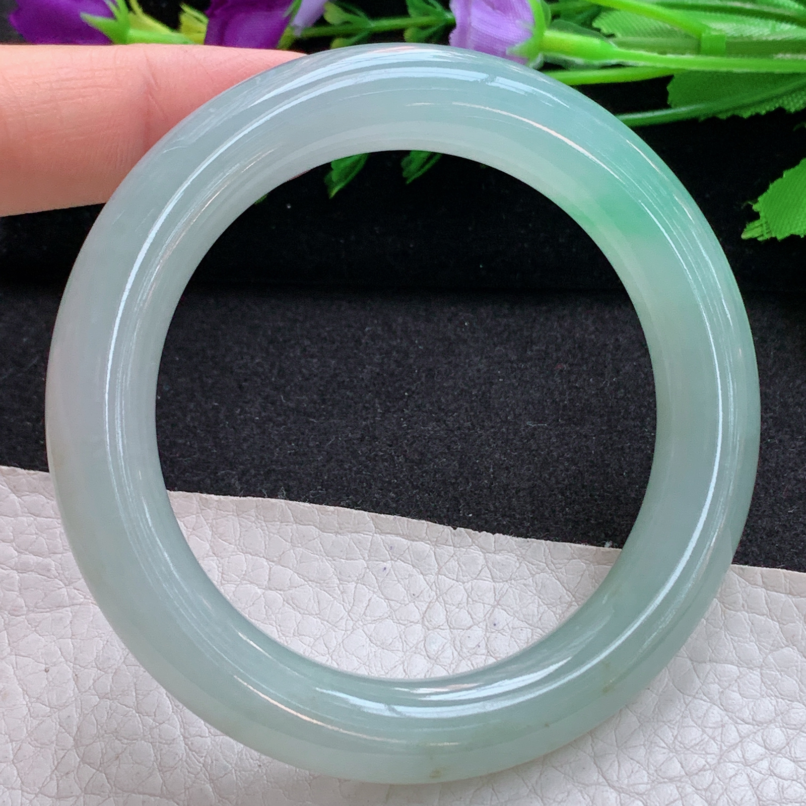 ax收藏级56.5*11*11.2美人镯 天然缅甸翡翠A货玉手镯清爽圆条玉手环