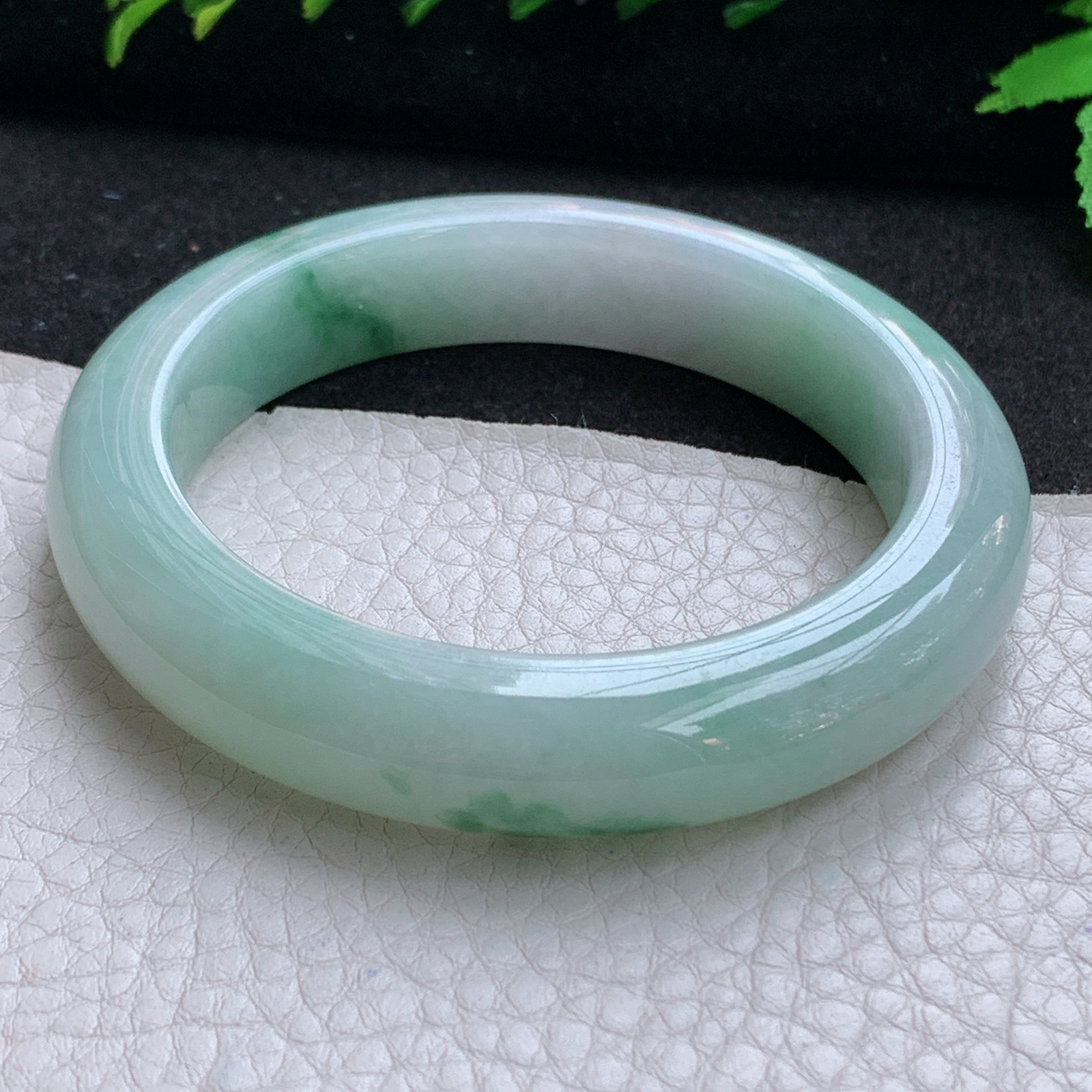 nr飘逸款56*12.3*9.3平安镯 天然缅甸翡翠A货玉手镯飘花宽边玉手环