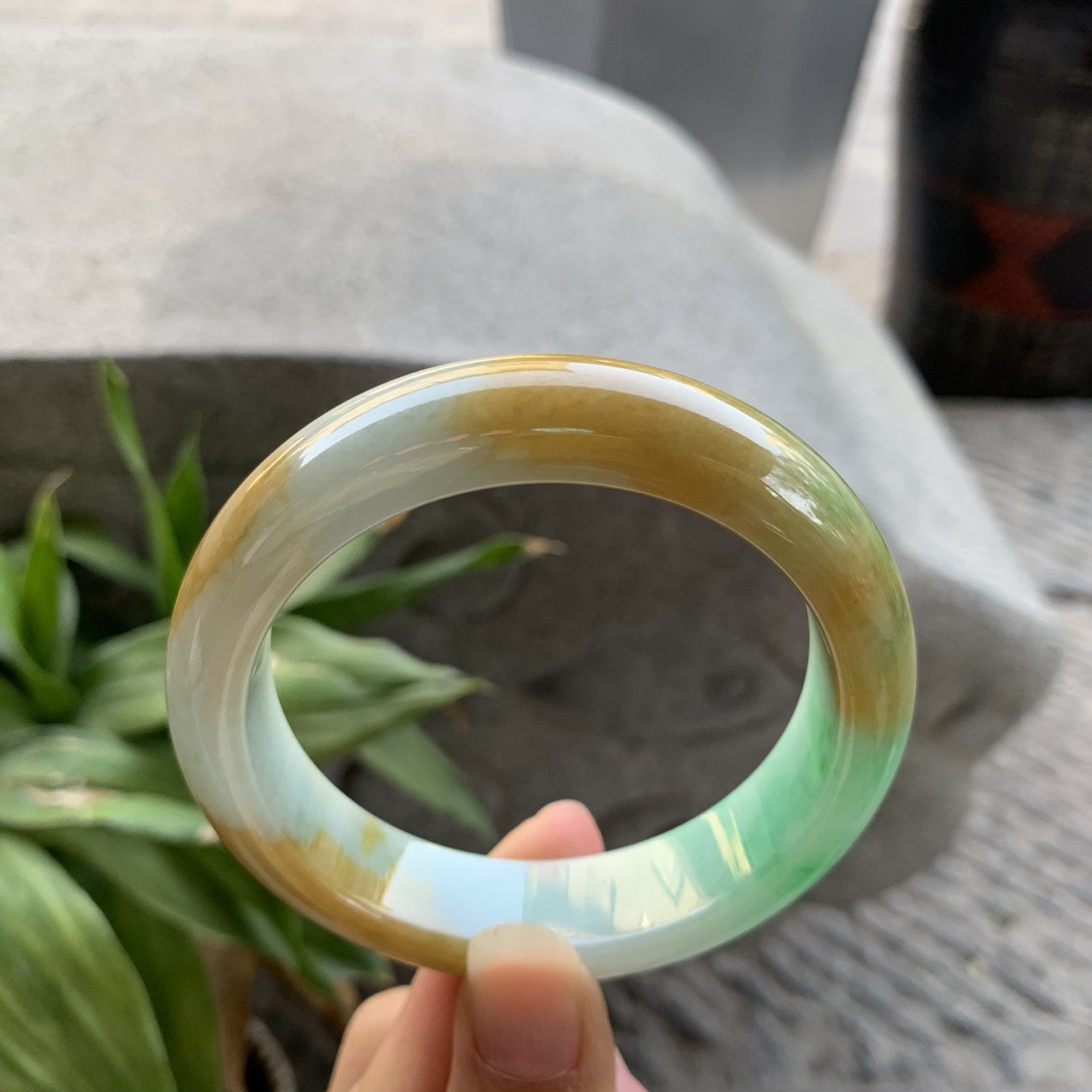 宽版大圈口 58.8-15.5-9.3【黄加绿正圈手镯】正圈58 59可戴