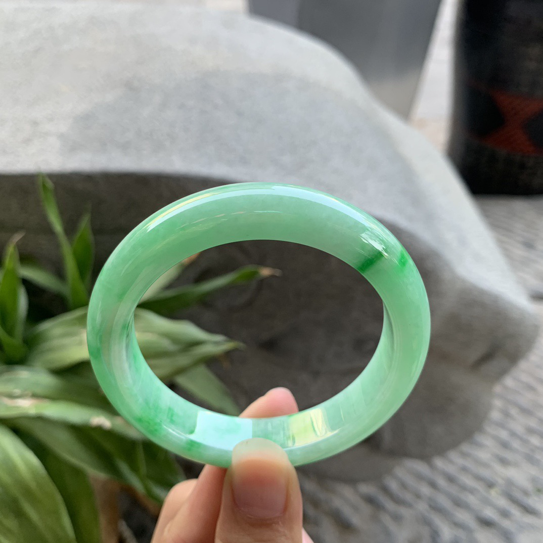 圈口55-12.4-8.8 【飘阳绿正圈手镯】正圈55 56可戴