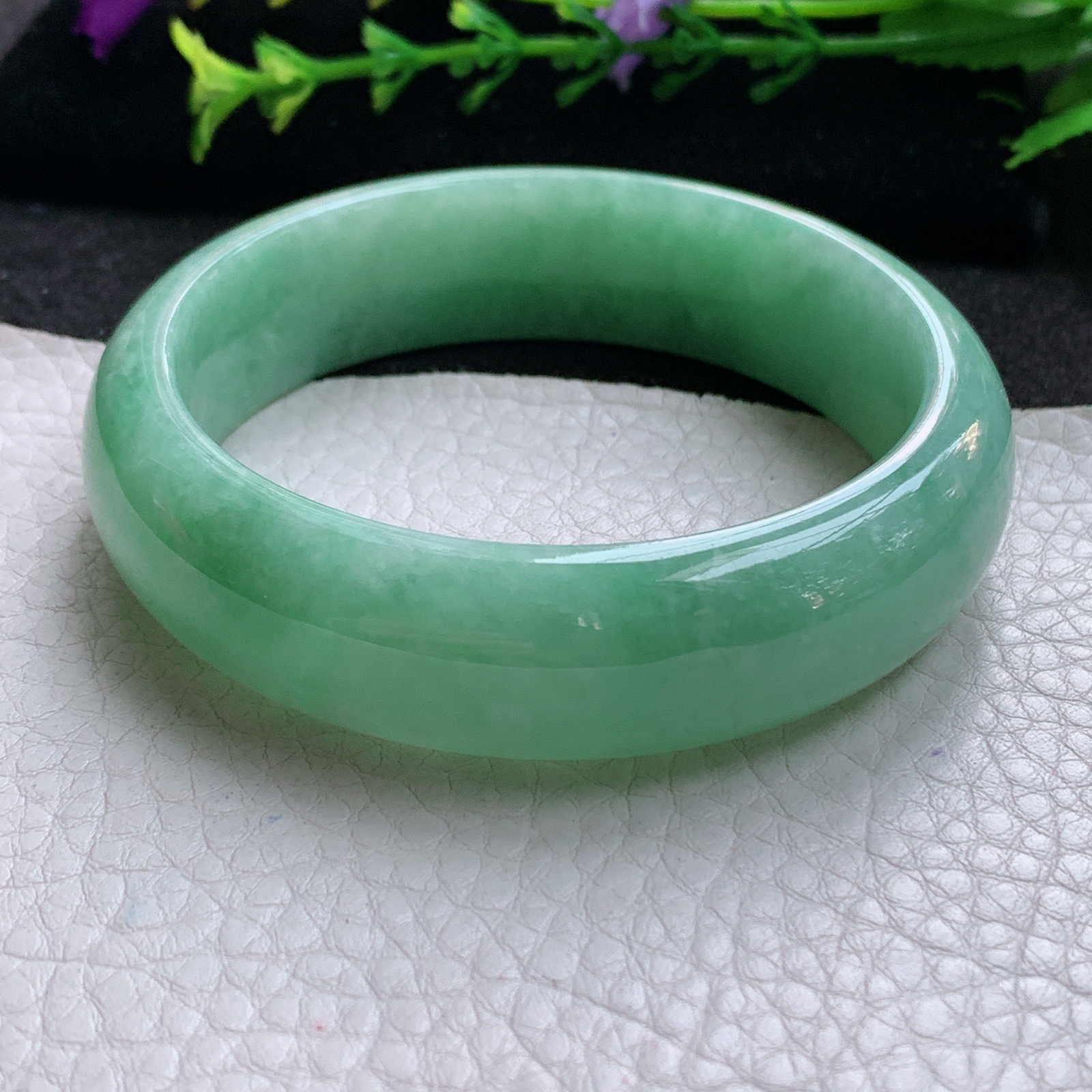 js实拍58*16.8*7.8轮胎镯 天然缅甸翡翠A货玉手镯满绿大气宽边玉手环