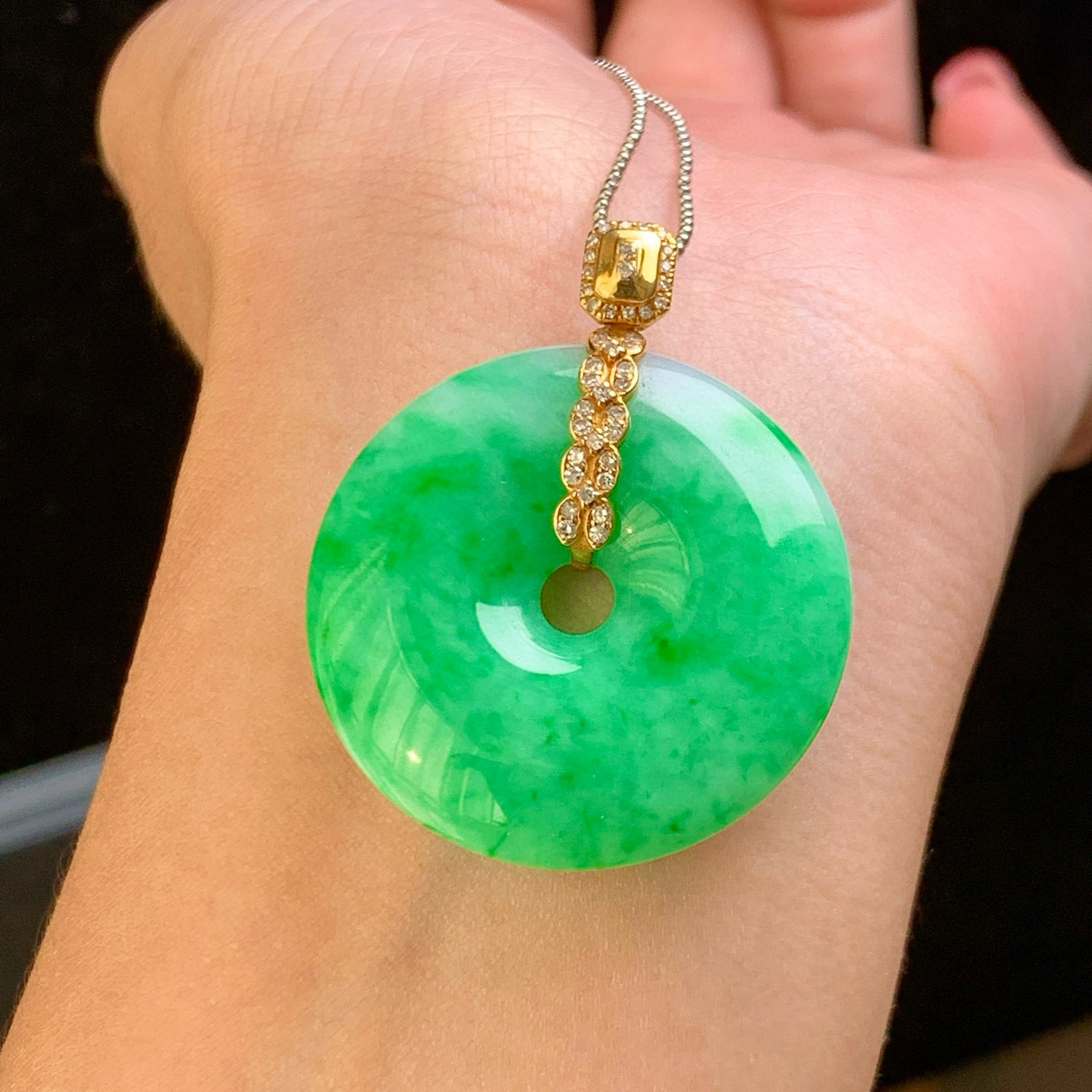 金镶-满绿平安扣