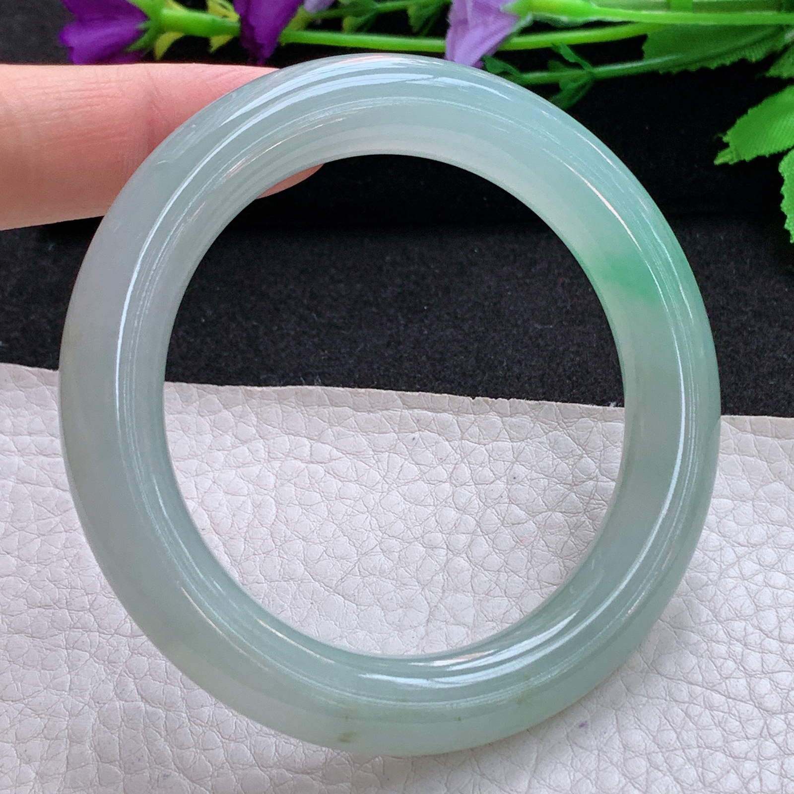 ax收藏级56.5*11*11.2美人镯 天然缅甸翡翠A货玉手镯清爽圆条玉手环