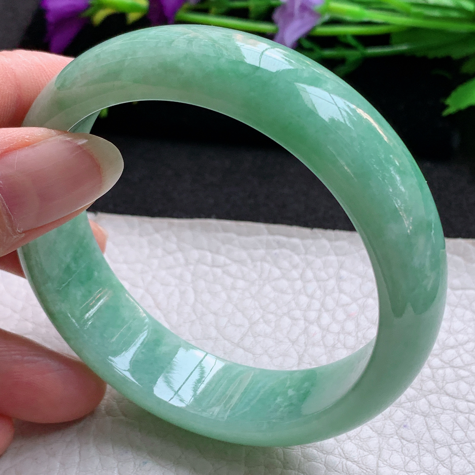 js实拍58*16.8*7.8轮胎镯 天然缅甸翡翠A货玉手镯满绿大气宽边玉手环