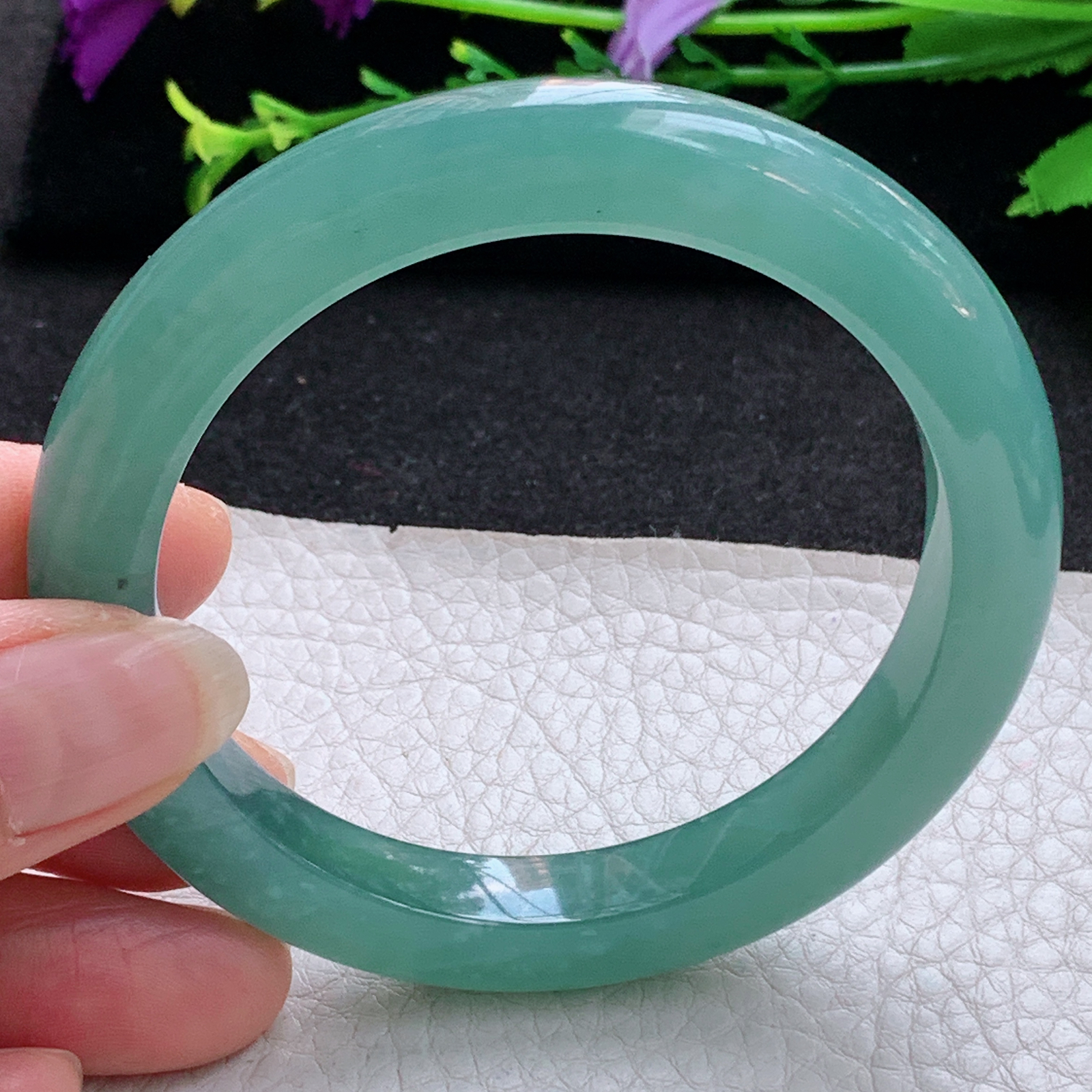 nr韵味款57*9.2*9.2平安镯 天然翡翠A货玉手镯冰蓝宽边玉手环