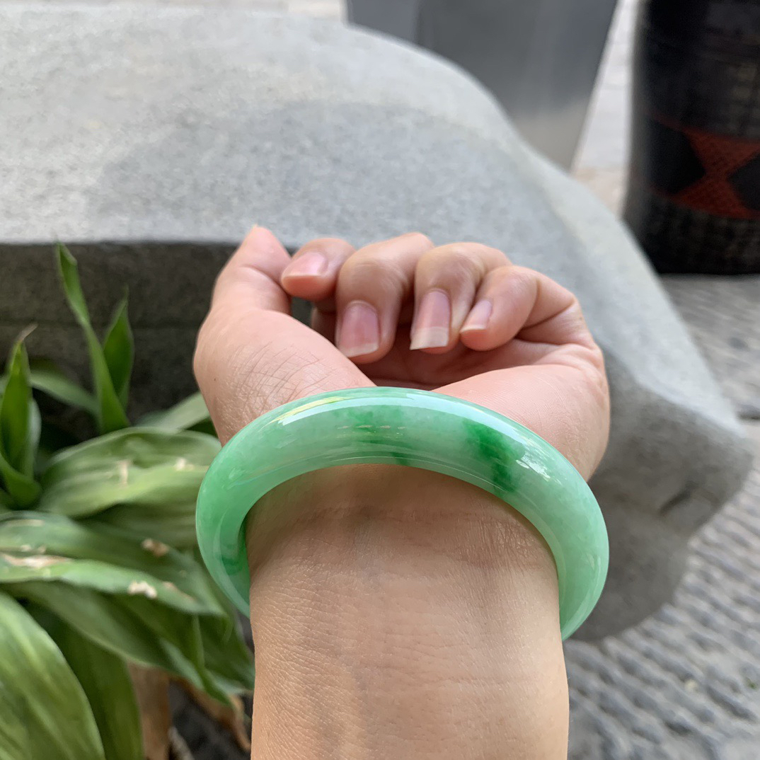 圈口55-12.4-8.8 【飘阳绿正圈手镯】正圈55 56可戴