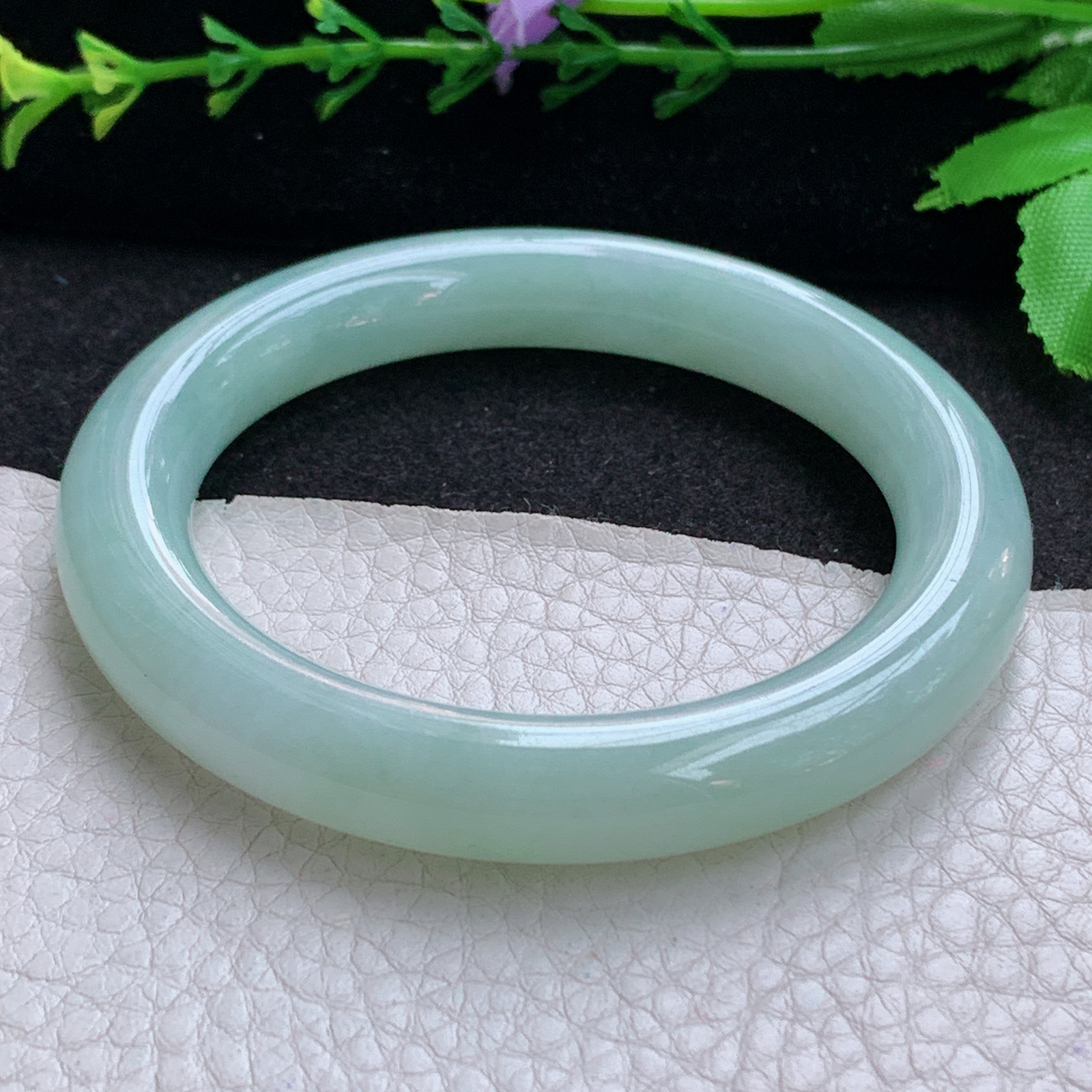 nr甜美款54*10.24美人镯 天然缅甸翡翠A货玉手镯甜绿圆条玉手环