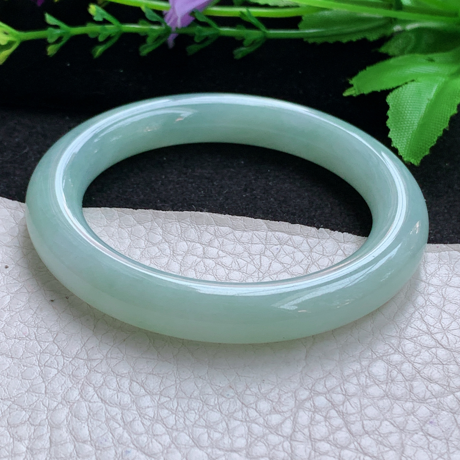 nr甜美款54*10.24美人镯 天然缅甸翡翠A货玉手镯甜绿圆条玉手环