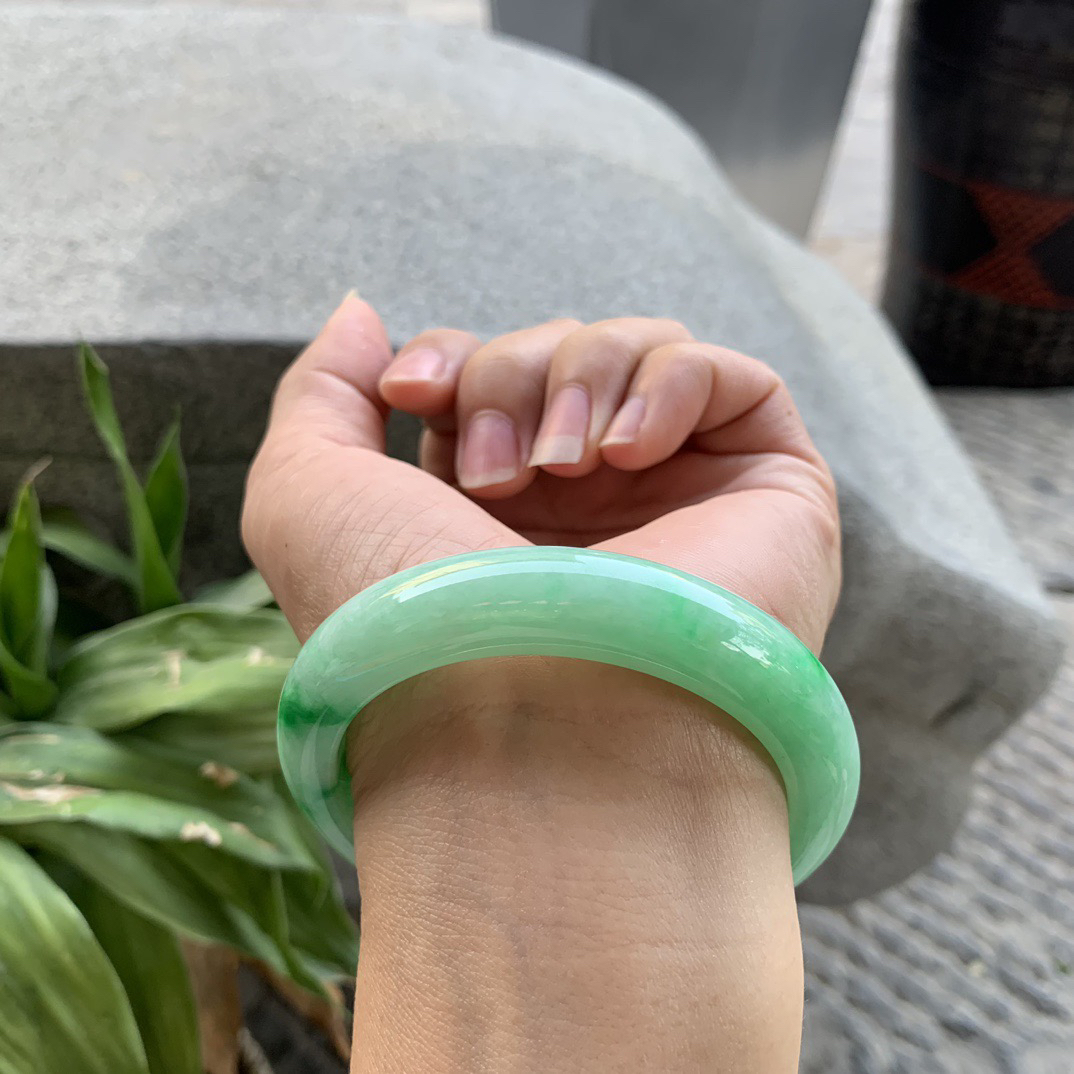 圈口55-12.4-8.8 【飘阳绿正圈手镯】正圈55 56可戴