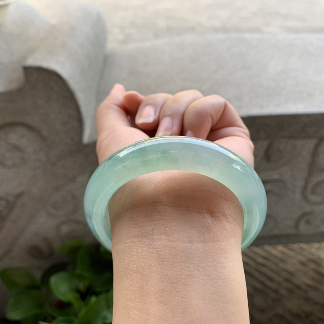 小圈口 53.4-11.9-9.6【冰种蓝绿正圈手镯】正圈53 54可戴