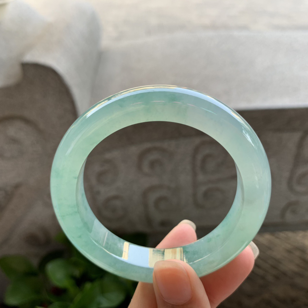 小圈口 53.4-11.9-9.6【冰种蓝绿正圈手镯】正圈53 54可戴