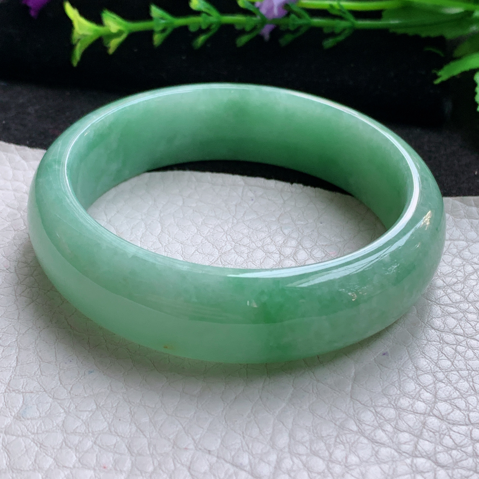 js实拍58*16.8*7.8轮胎镯 天然缅甸翡翠A货玉手镯满绿大气宽边玉手环