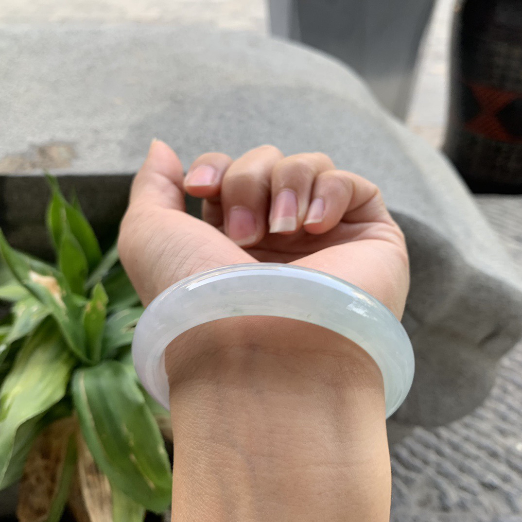 圈口54.8-12.4-8 【冰晴绿正圈手镯】正圈54 55可戴