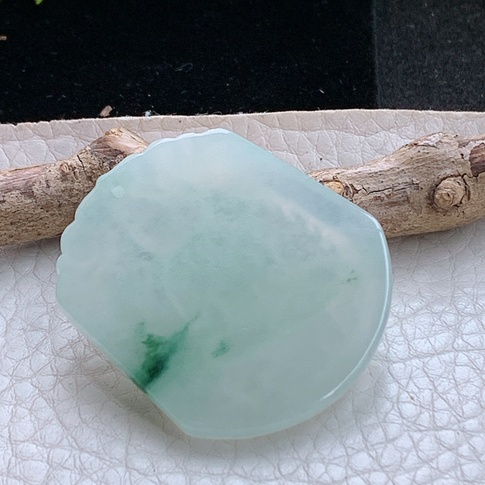 ktj实拍40.6*36*4.6缅甸天然翡翠a货冰飘花虚空藏玉项坠 玉挂件