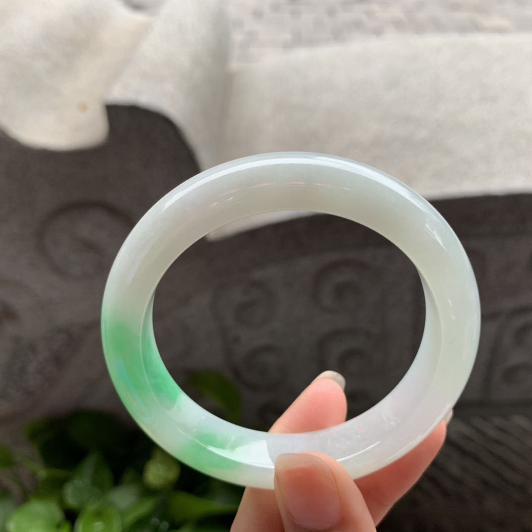 小圈口 53.5-11.7-8.5【阳绿正圈手镯】正圈53 54可戴