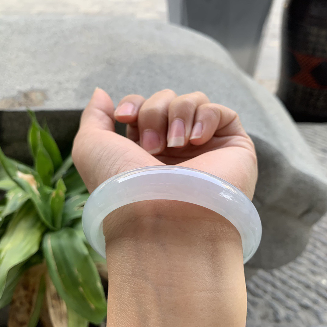 圈口54.8-12.4-8 【冰晴绿正圈手镯】正圈54 55可戴