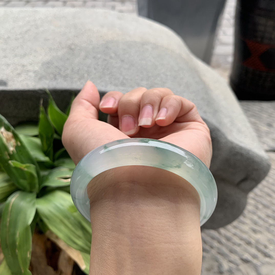 圈口57-13.2-8.1 【高冰飘花正圈手镯】正圈57 58可戴