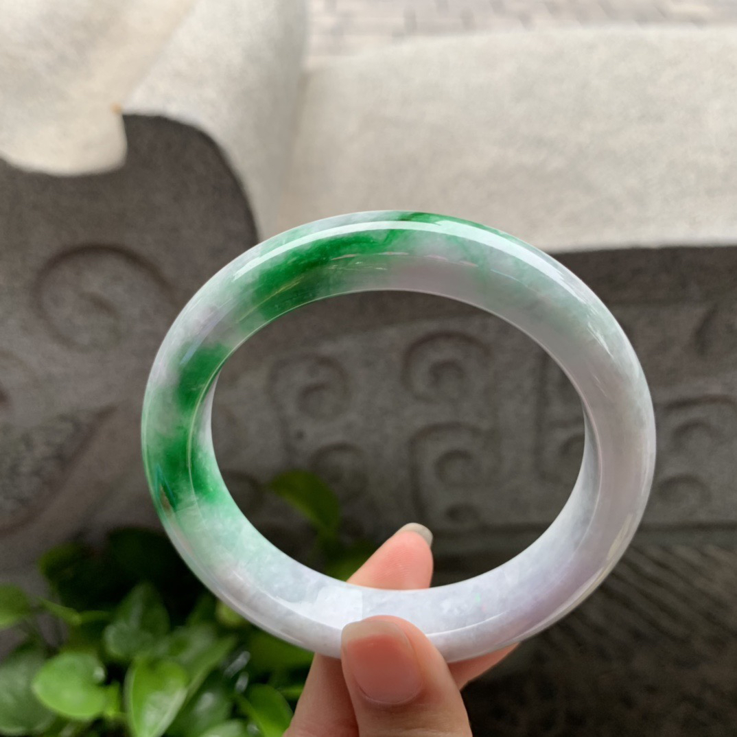 大圈口62.7-14.2-9.6【飘辣绿正圈手镯】正圈62 63可戴