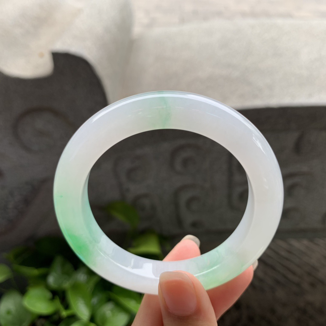 圈口54.5-11.2-10.2 【冰飘阳绿正圈手镯】正圈54 55可戴