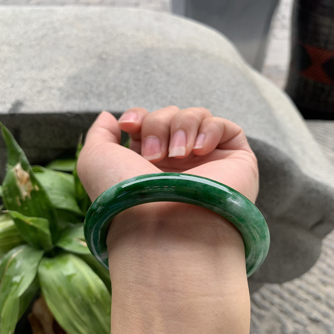 圈口 54.3-10.4【辣绿圆条手镯】圆条54 55可戴