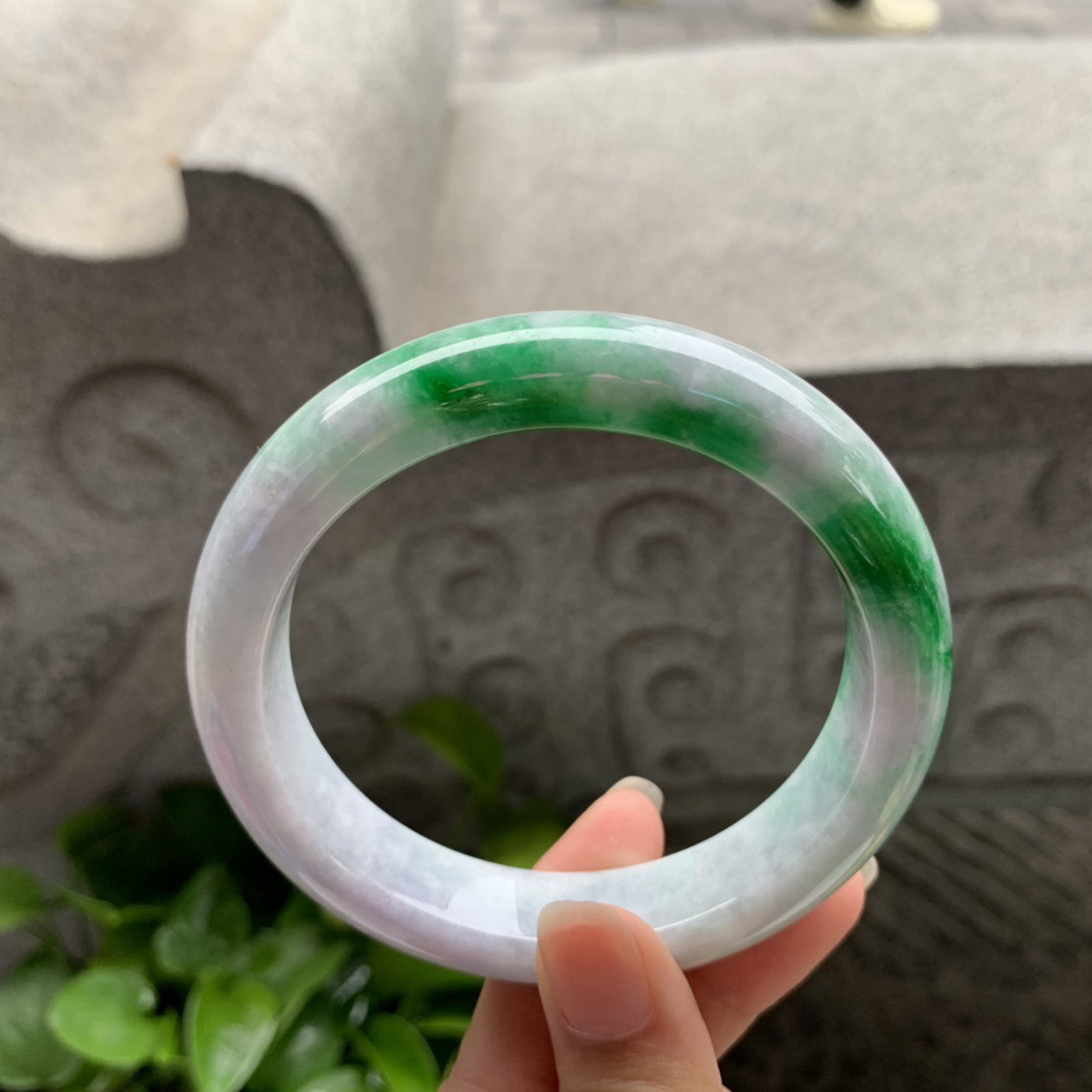 大圈口62.7-14.2-9.6【飘辣绿正圈手镯】正圈62 63可戴