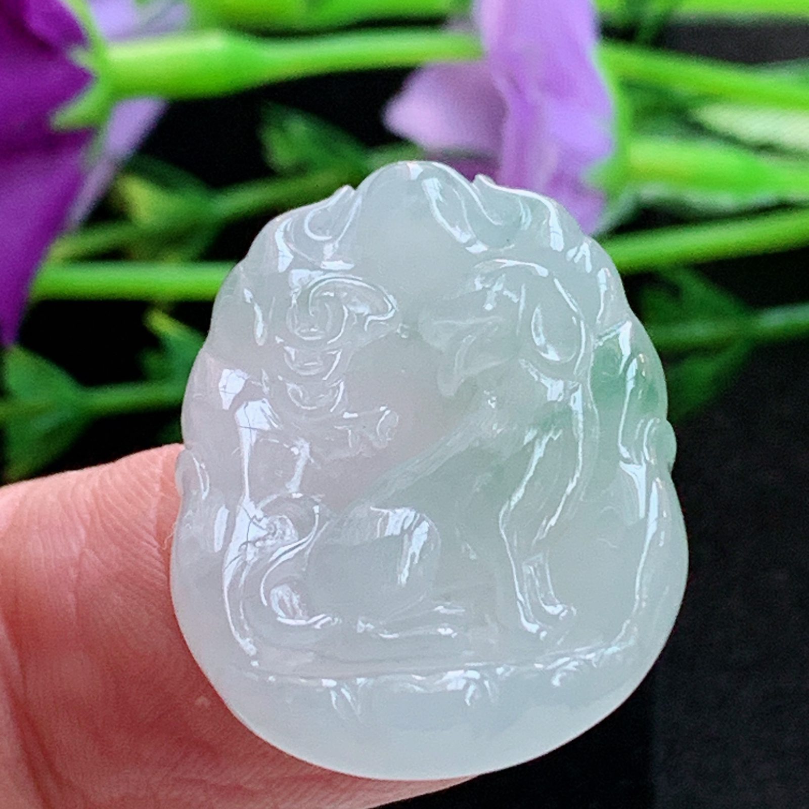 ktj实拍28.2*21.6*5.5缅甸天然翡翠a货宝宝款生肖狗玉项坠 玉挂件