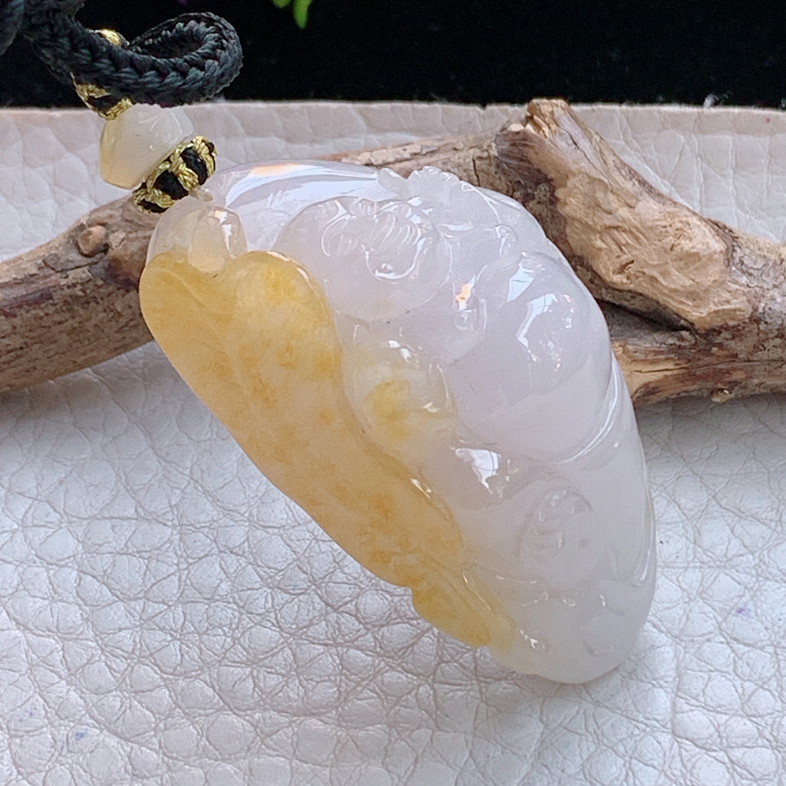 yl实拍44*25.5*16.5缅甸天然翡翠a货果冻感桑彩逍遥佛 佛公玉项坠 玉挂件