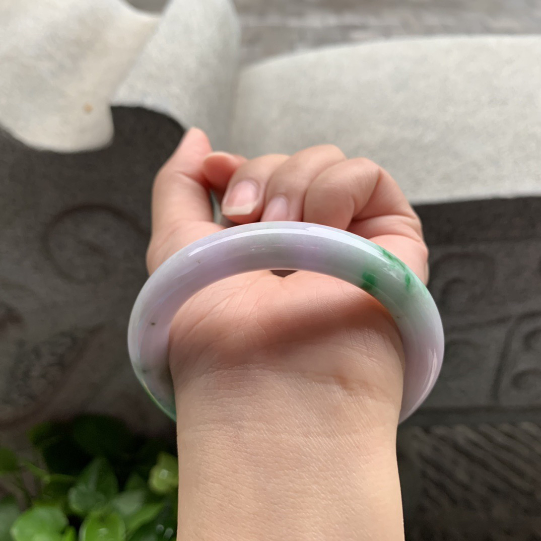 圈口54.5-10.3 【辣绿圆条手镯】圆条54 55可戴