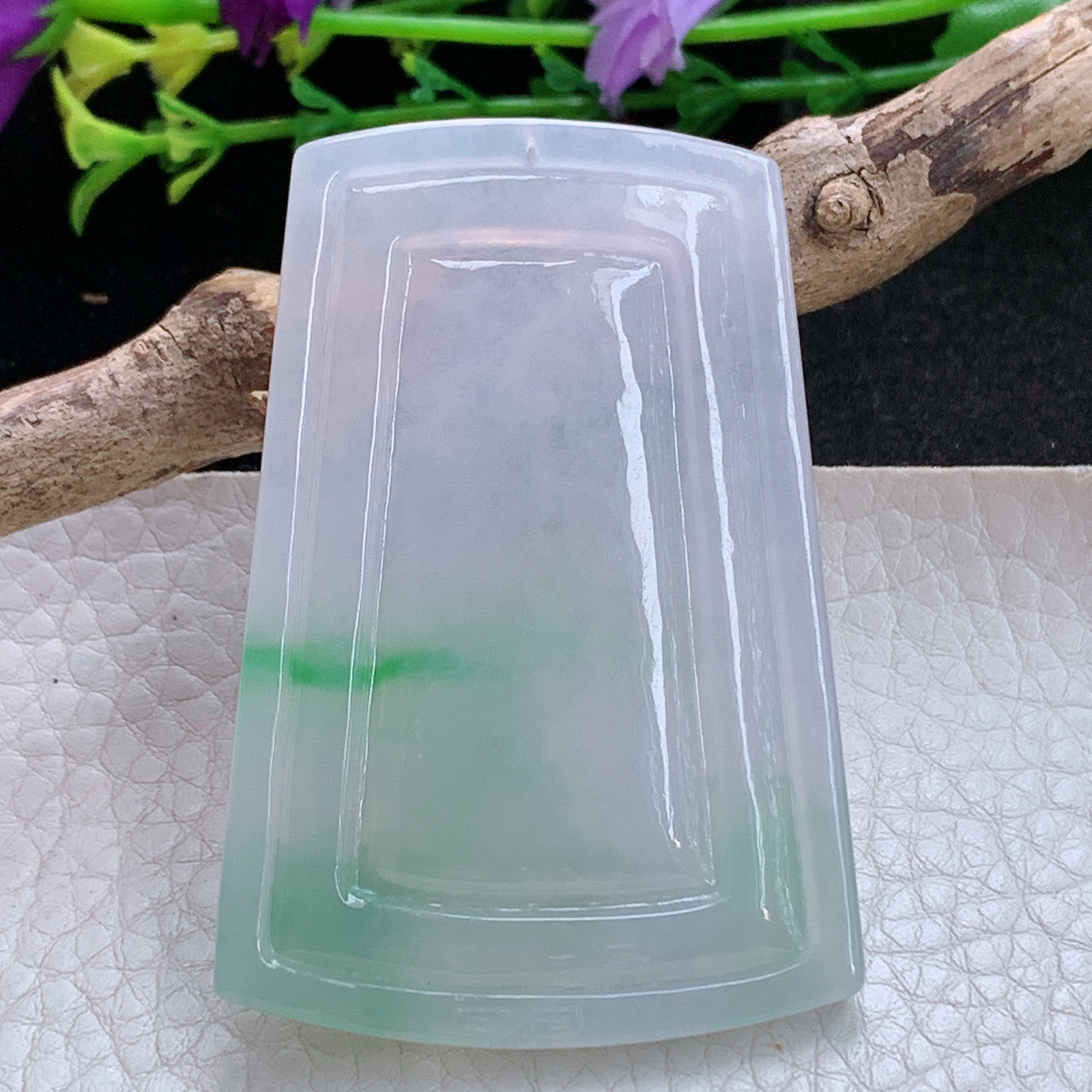 gp实拍60.5*41.5*5.5缅甸翡翠a货精雕冰飘阳绿山水 大好河山玉吊坠 玉挂件