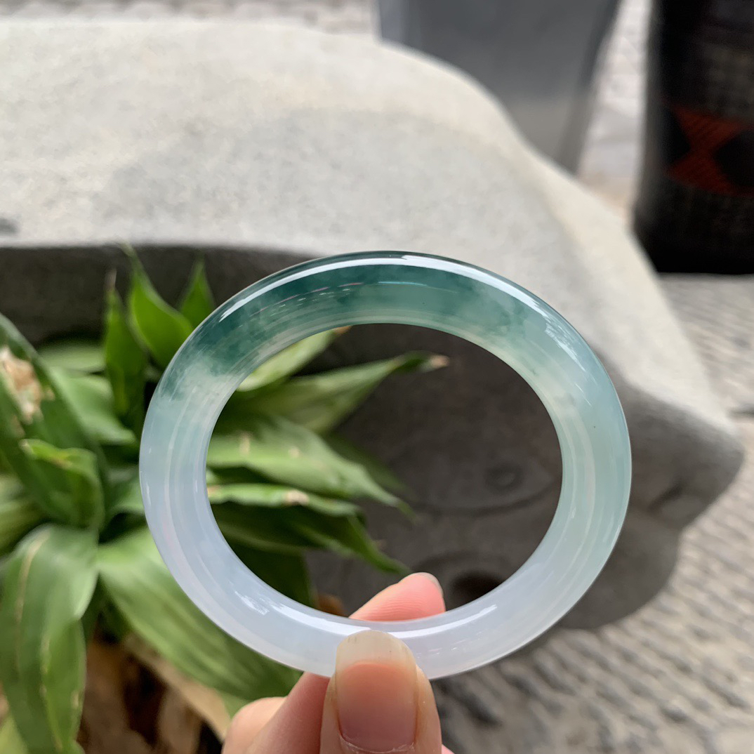 小圈口 52.8-9.4【冰种飘花圆条手镯】圆条52 53可戴