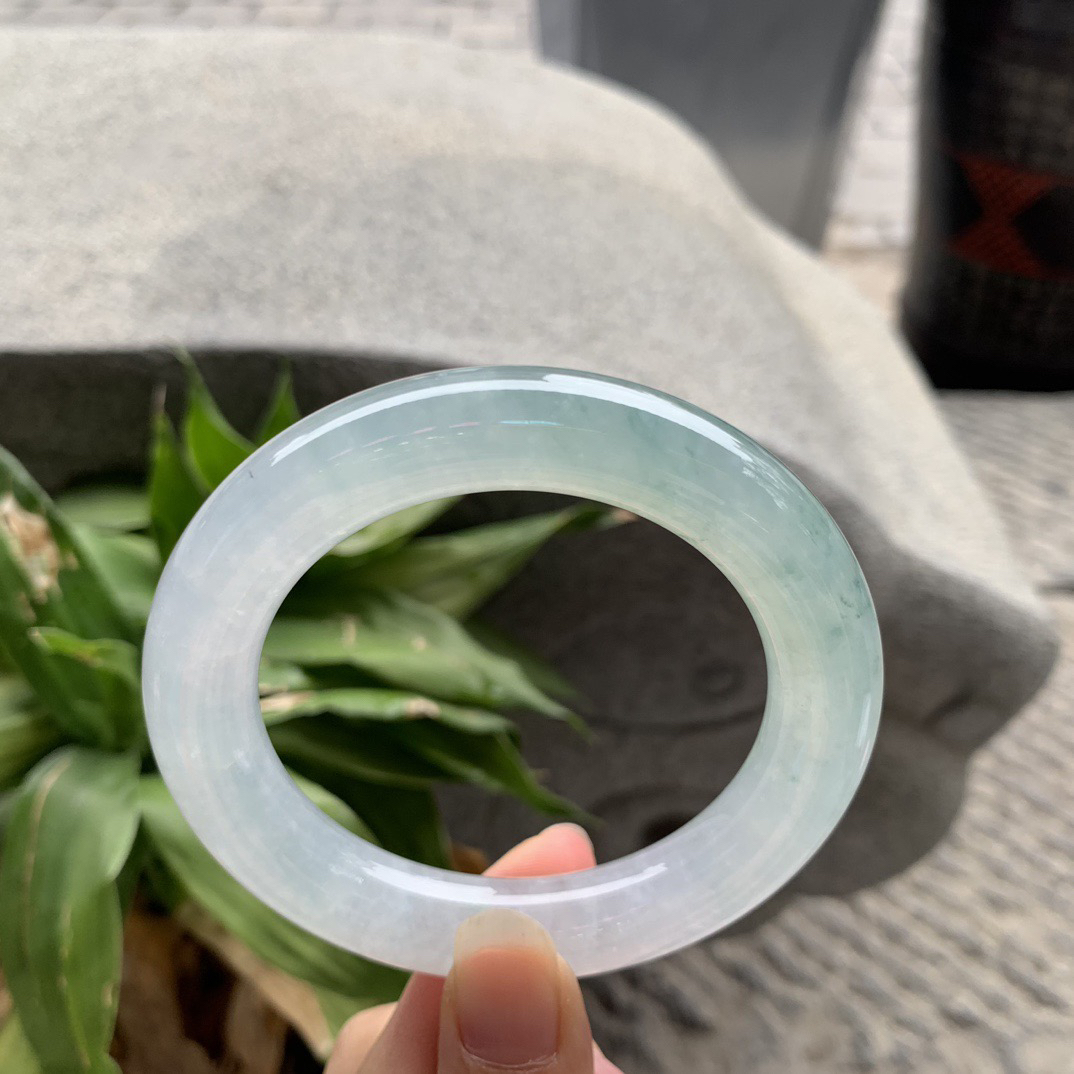 圈口57.6-12.4【高冰晴圆条手镯】圆条57 58可戴