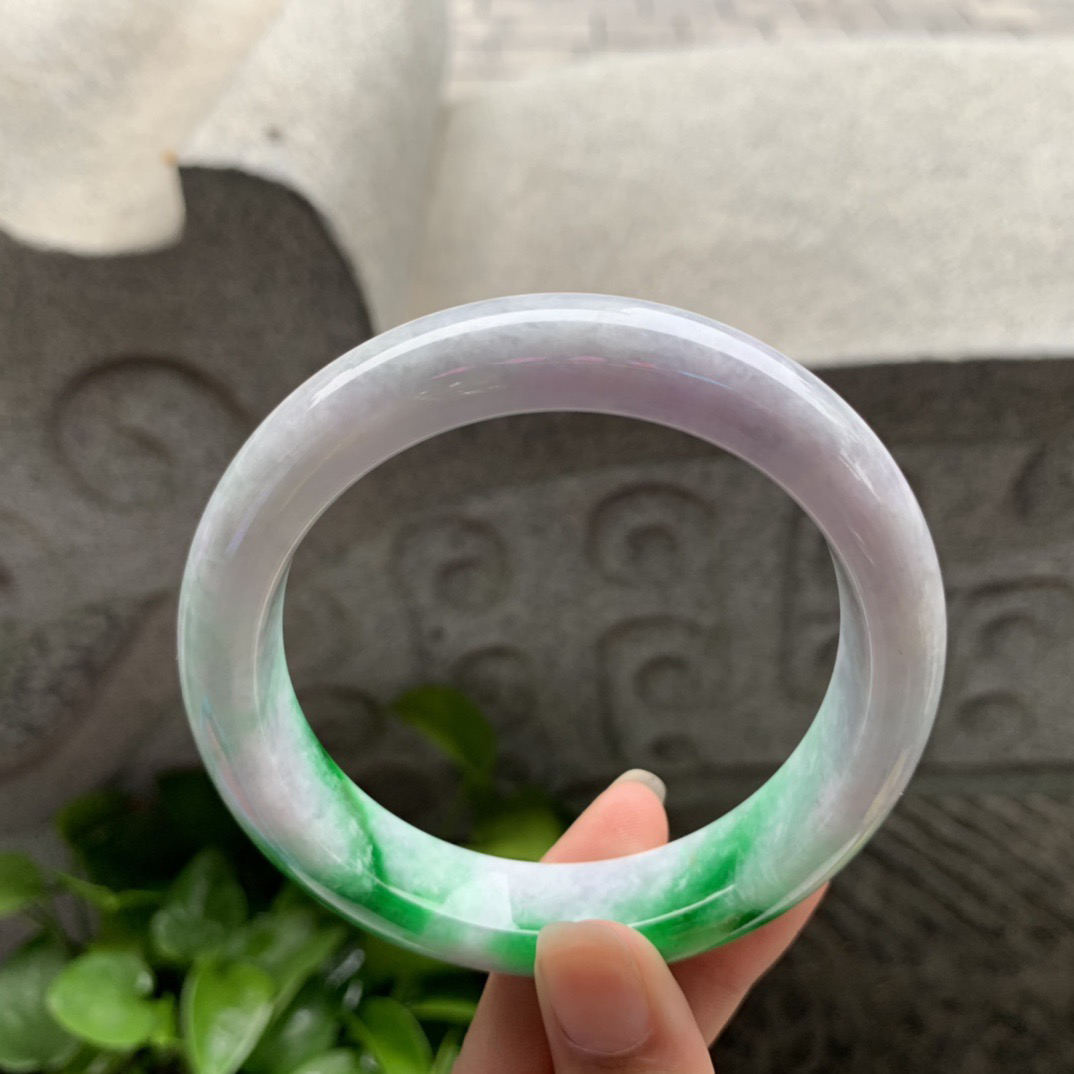 大圈口62.7-14.2-9.6【飘辣绿正圈手镯】正圈62 63可戴