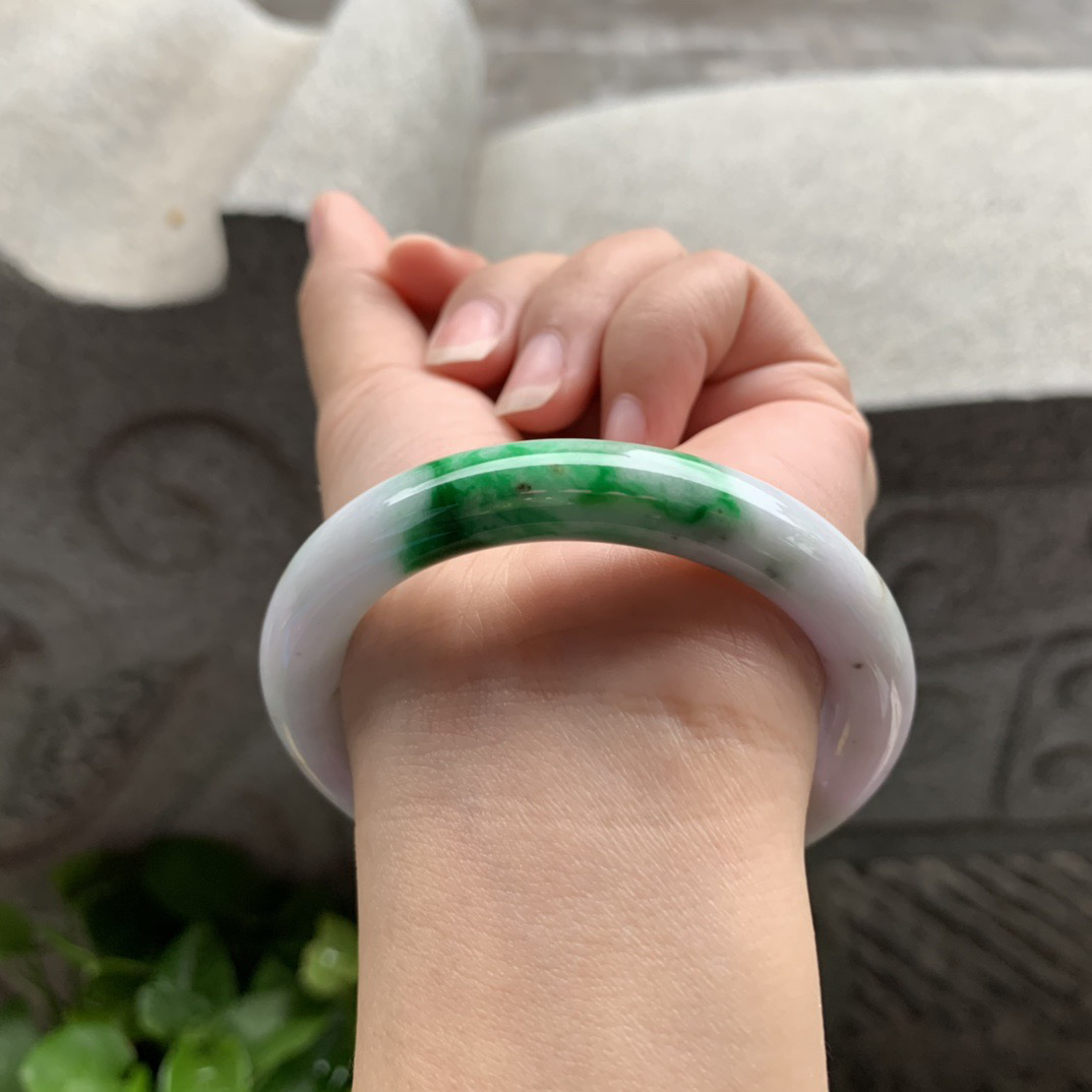 圈口54.5-10.3 【辣绿圆条手镯】圆条54 55可戴