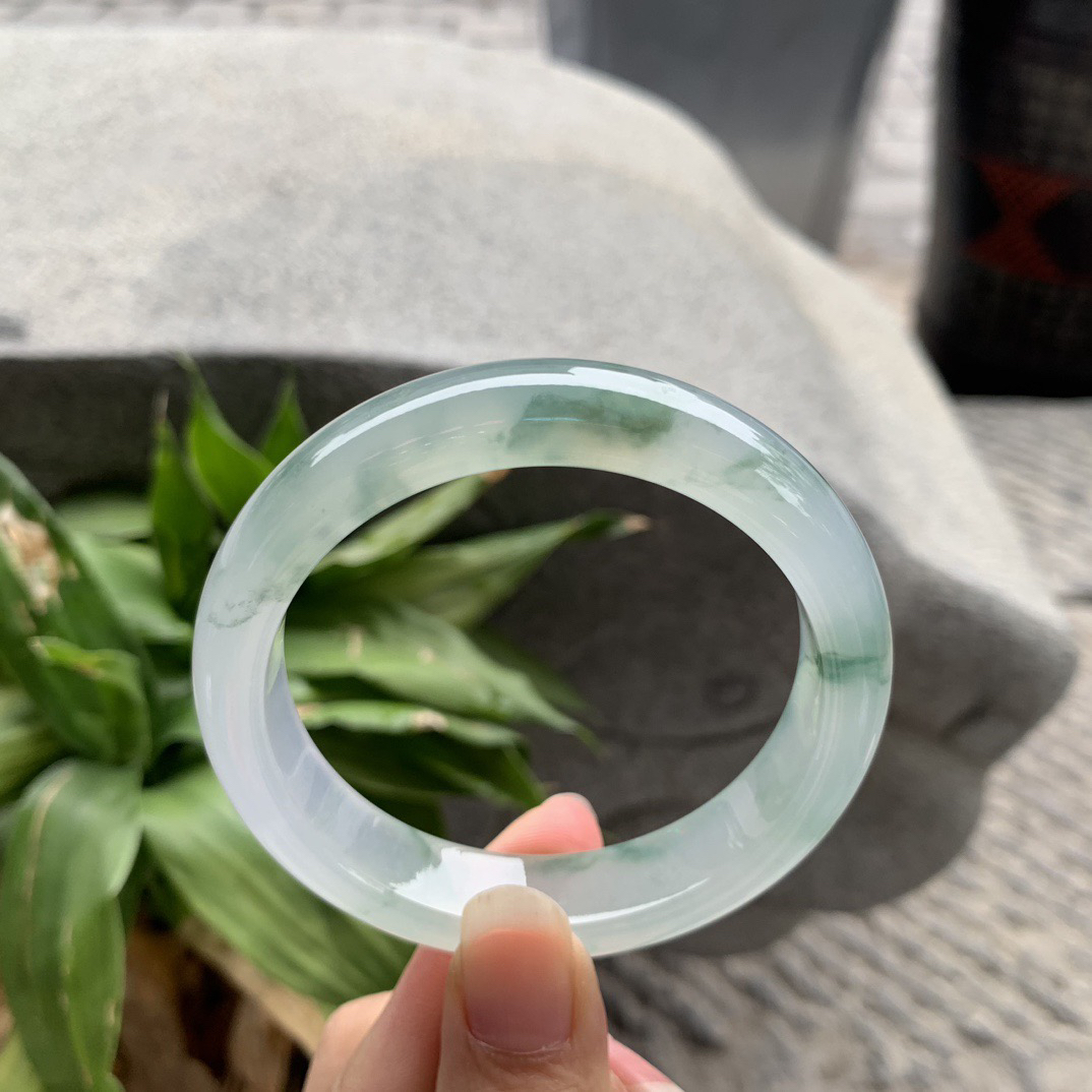 圈口57-13.2-8.1 【高冰飘花正圈手镯】正圈57 58可戴