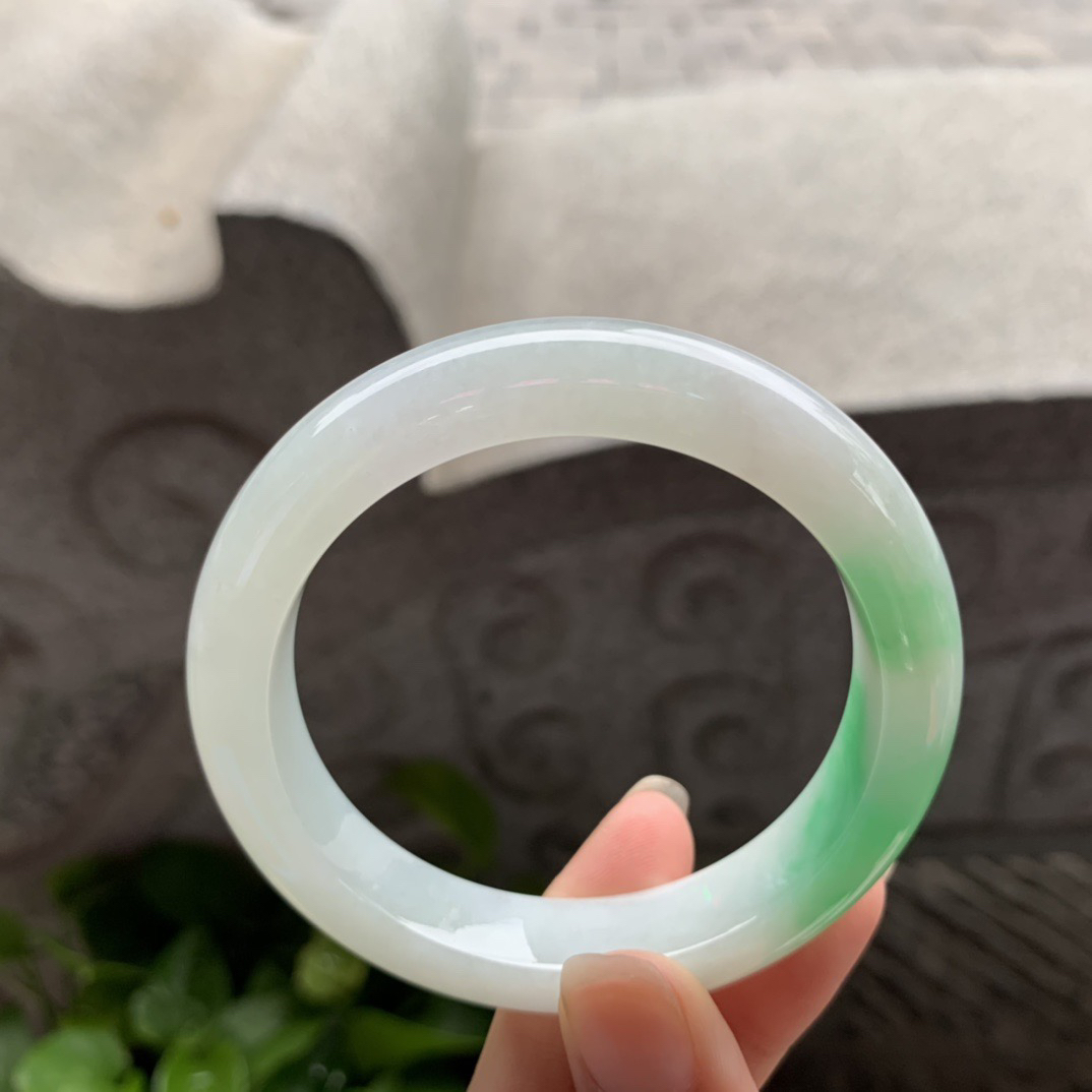 小圈口 53.5-11.7-8.5【阳绿正圈手镯】正圈53 54可戴