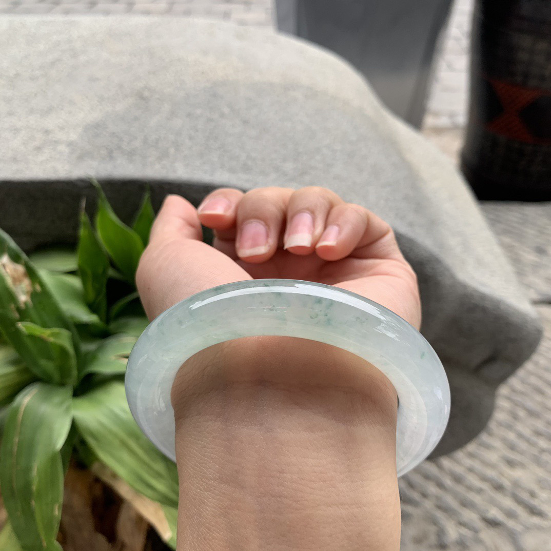 圈口57.6-12.4【高冰晴圆条手镯】圆条57 58可戴