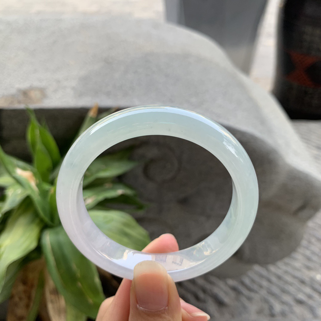 圈口54.8-12.4-8 【冰晴绿正圈手镯】正圈54 55可戴