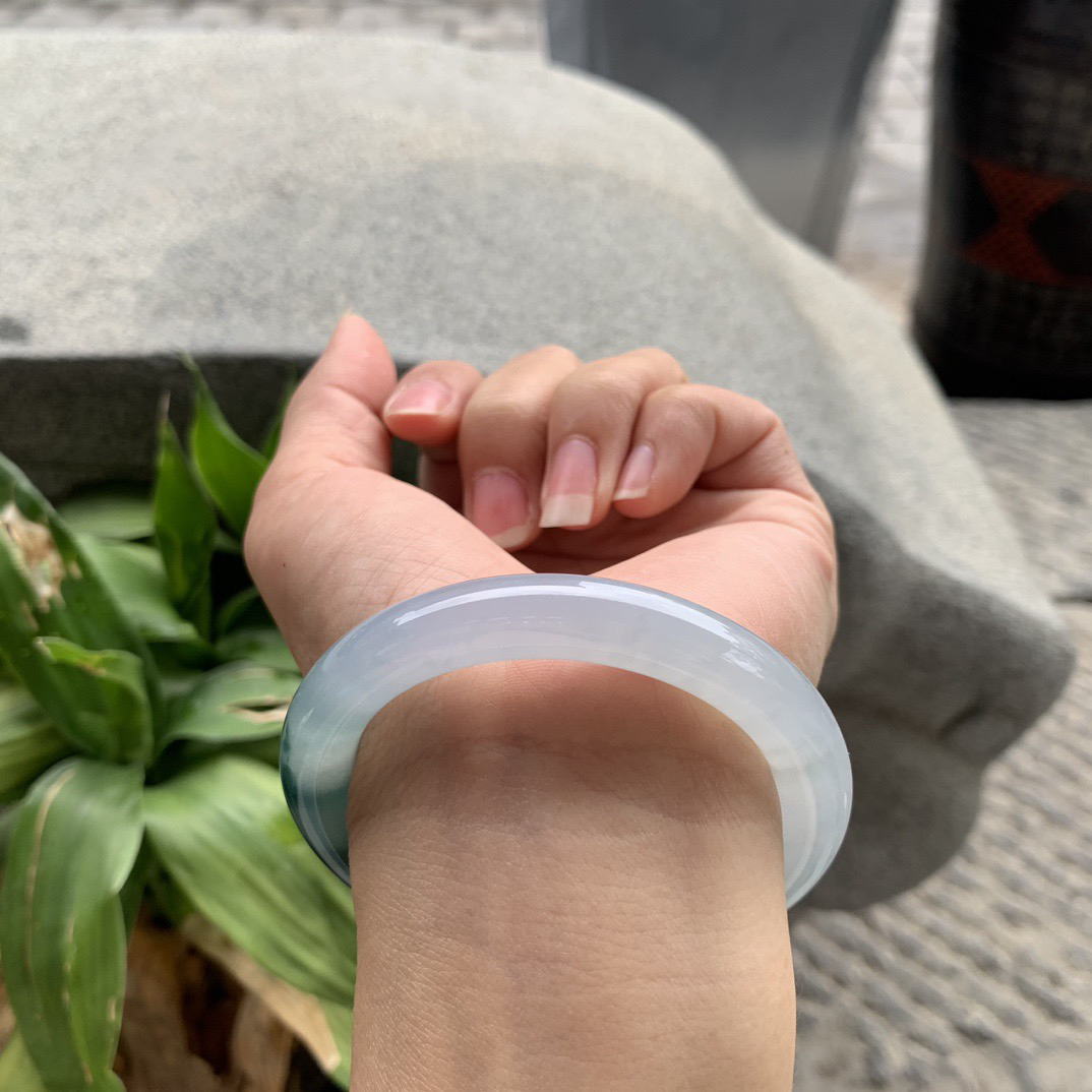 小圈口 52.8-9.4【冰种飘花圆条手镯】圆条52 53可戴