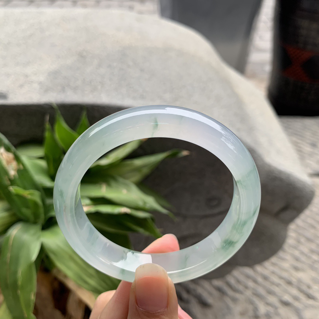 圈口57-13.2-8.1 【高冰飘花正圈手镯】正圈57 58可戴