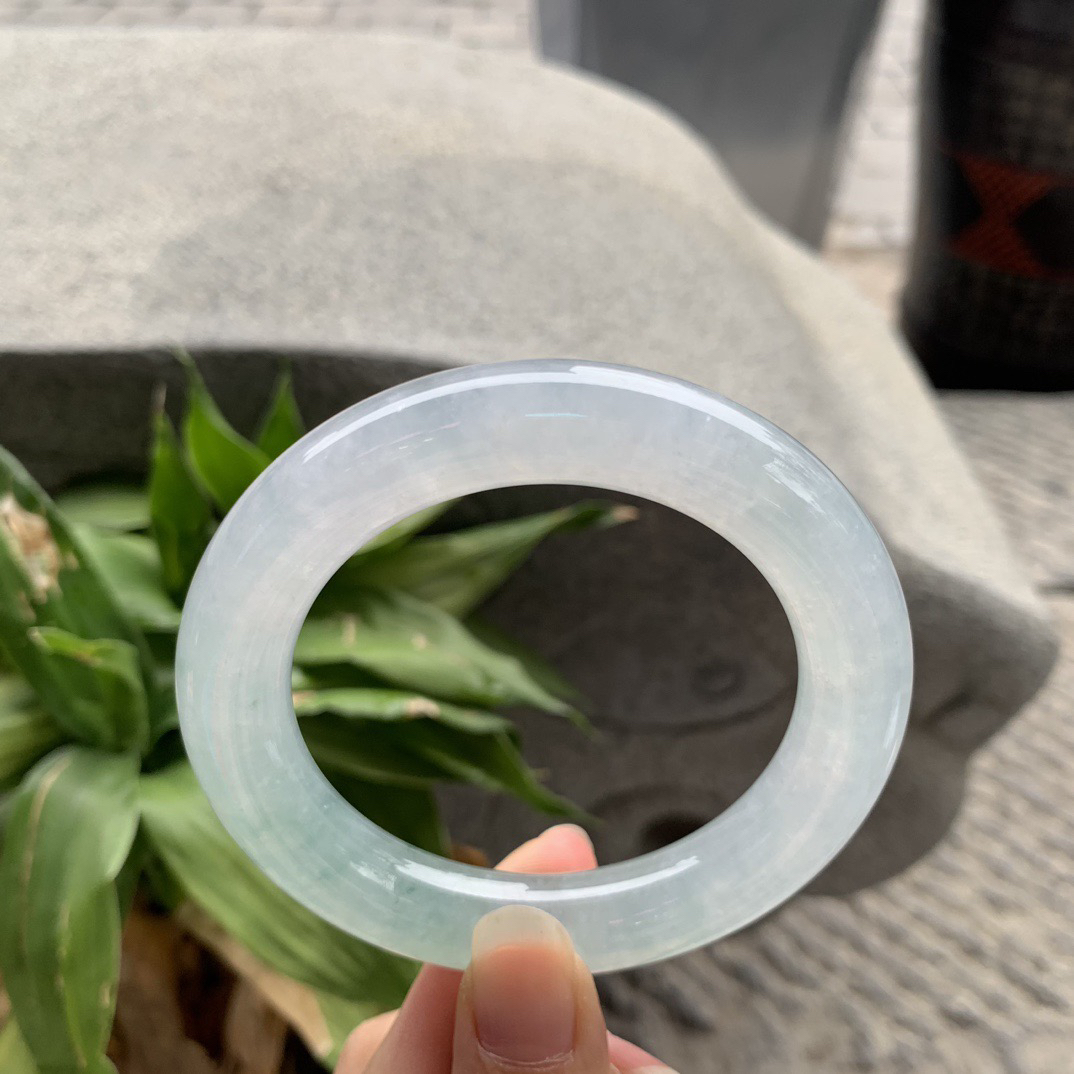 圈口57.6-12.4【高冰晴圆条手镯】圆条57 58可戴