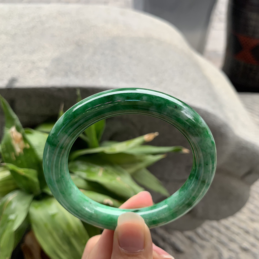 圈口 54.3-10.4【辣绿圆条手镯】圆条54 55可戴